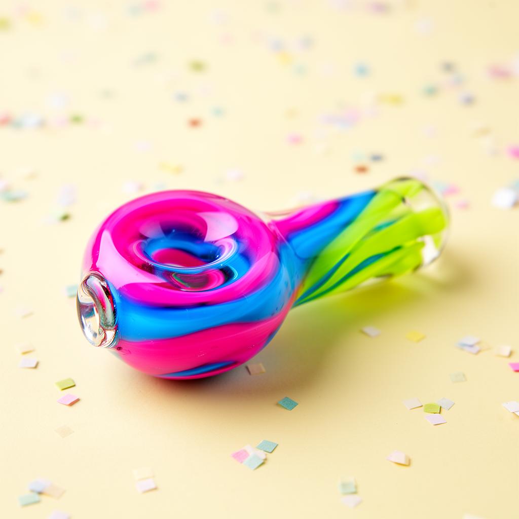Colorful hand-blown glass pipe